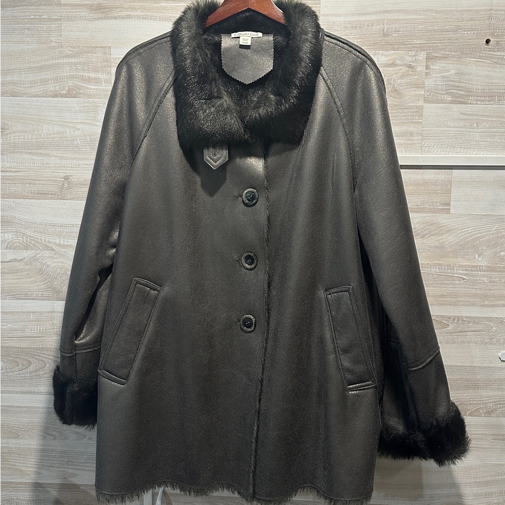 Coldwater Creek Women's Gray Coat with Fur Trim